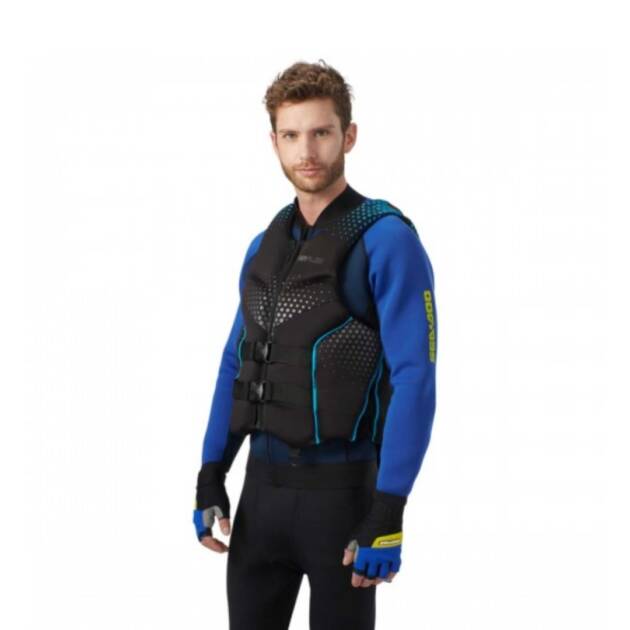 Giubbotto Sea-Doo Airflow PFD unisex colore nero in ecoprene ecologico con sistema Airflow e zip YKK frontale