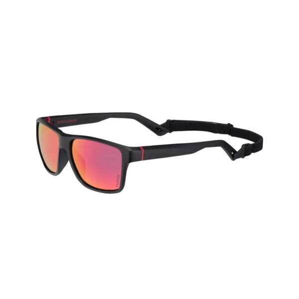 Occhiali da sole Sea-Doo galleggianti con lenti polarizzate cromate e cinturino regolabile, ideali per sport d’acqua. Montatura nera e lenti red