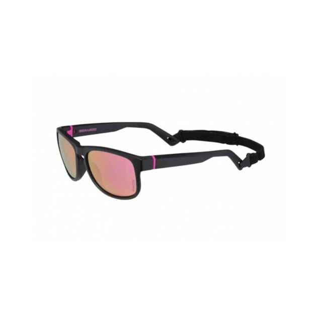 Occhiali da sole Sea-Doo Lagoon polarizzati con montatura galleggiante, lenti cromate UV400 e cinturino regolabile. Montatura nera e lenti pink