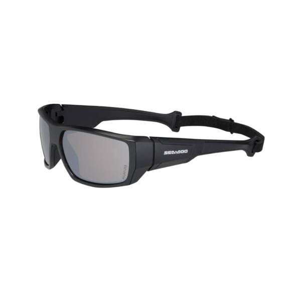 Occhiali da sole Sea-Doo Wave polarizzati con lenti a specchio, montatura galleggiante e cinturino regolabile. Colore silver