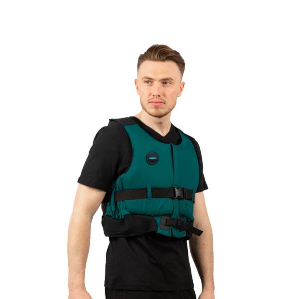 Gilet Kayak Jobe Adventure unisex, colore Atlantic green, con zip, fibbie e inserti in neoprene