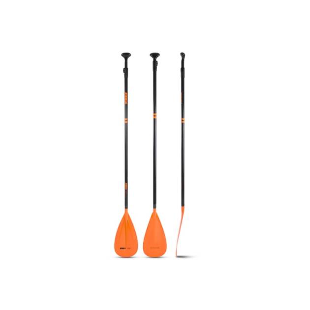 Pagaia SUP Jobe Fusion 3 parti in colore orange, con albero in fibra di vetro e carbonio, regolabile e leggera