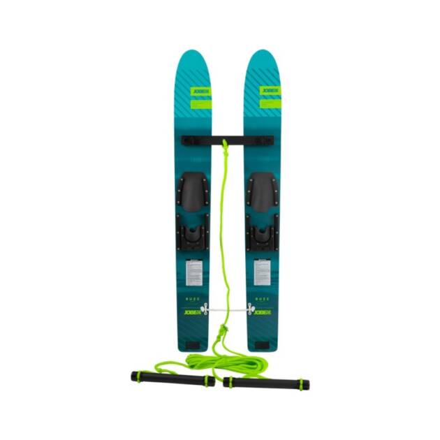 Sci nautico Jobe Buzz Trainers per bambini con pinne luminose, barra stabilizzatrice, costruzione in legno e maniglia