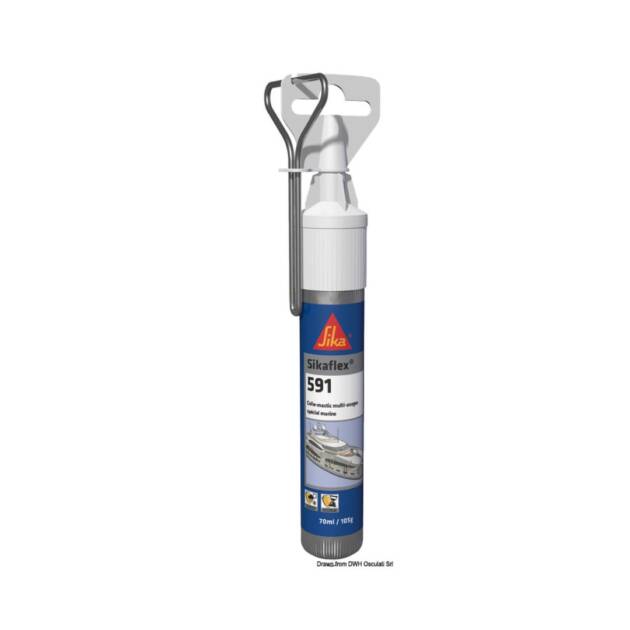 Sigillante Sikaflex 591 da 70 ml, colore bianco, ideale per applicazioni nautiche e industriali.