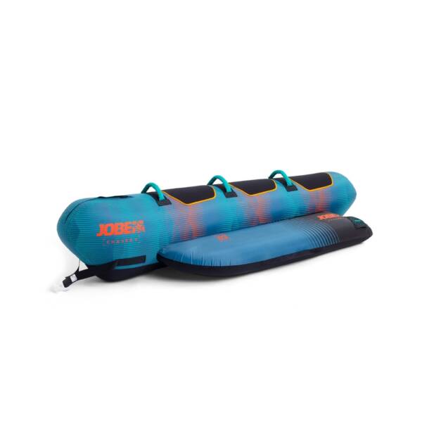 Trainabile Jobe Chaser blu e nero con dettagli azzurro e arancione per 3 persone. Materiali resistenti e maniglie ergonomiche