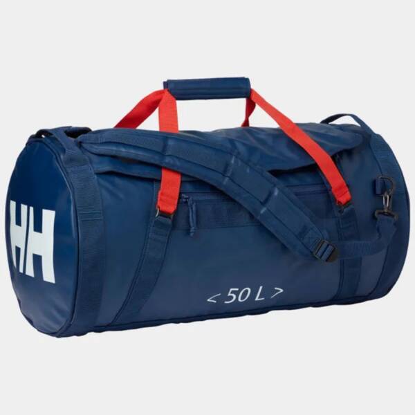 Immagine del borsone sportivo Helly Hansen HH Sporty 50L in colore ocean, con cinghie superiori e spallacci imbottiti rimovibili.