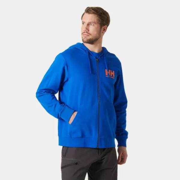 Felpa con cappuccio e zip Helly Hansen HH Logo 2.0 da uomo, con logo HH bianco sul petto e tasca frontale a marsupio. Colore cobalt