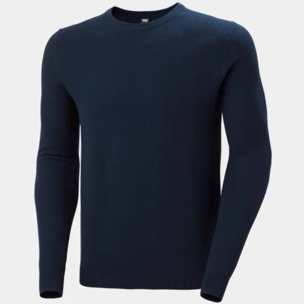 Maglione nautico in cotone Helly Hansen Skagen da uomo, in cotone biologico, colore navy, con collo a giro e lavorazione a maglia strutturata.