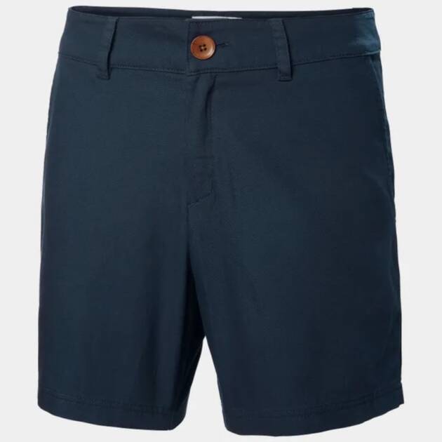 Pantaloncini Helly Hansen Pier da donna in colore navy, design chino con tasche laterali e logo ricamato.