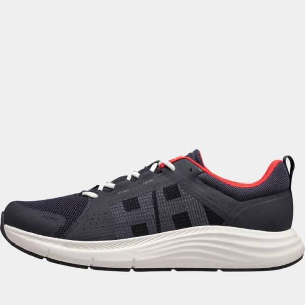 Scarpe Helly Hansen HP Ahiga Evo 5 Marine da uomo in colore navy aler, vista laterale che mostra il design moderno e la suola antiscivolo.