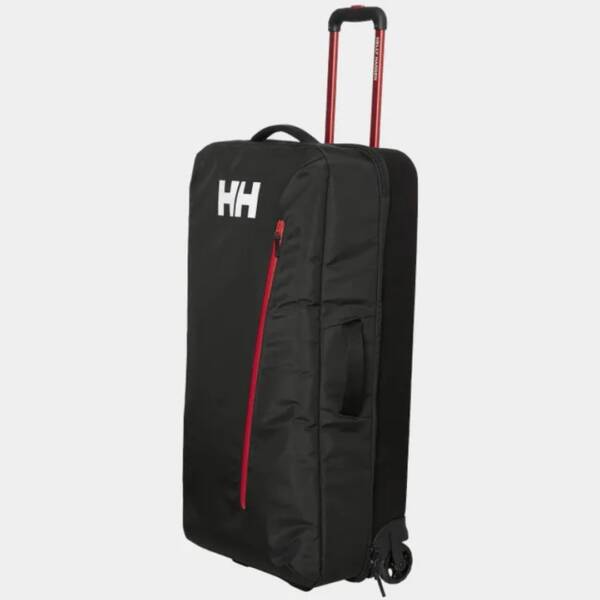 Trolley 100L Helly Hansen Sport Expedition di colore nero, con manico telescopico e ruote robuste