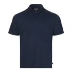 Polo tecnica uomo Musto Evo a maniche corte, colore navy, con colletto a costine e logo Musto stampato su spalla e manica