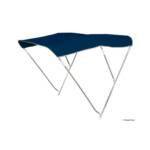Tendalino pieghevole barca 3 archi Osculati in alluminio anodizzato con tessuto impermeabile montato su imbarcazione. Colore blu navy