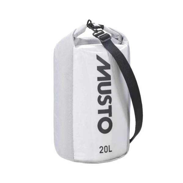 Borsone impermeabile Musto Dry 2.0 da 20 litri con chiusura arrotolabile e tracolla regolabile. Colore platinum