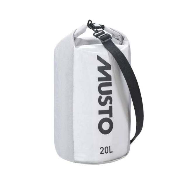 Borsone impermeabile Musto Dry 2.0 da 20 litri con chiusura arrotolabile e tracolla regolabile. Colore platinum
