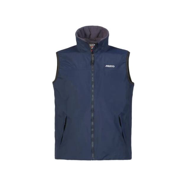 Gilet Musto Snug 2.0 impermeabile da uomo con fodera in pile Polartec e tessuto tecnico riciclato. Colore navy