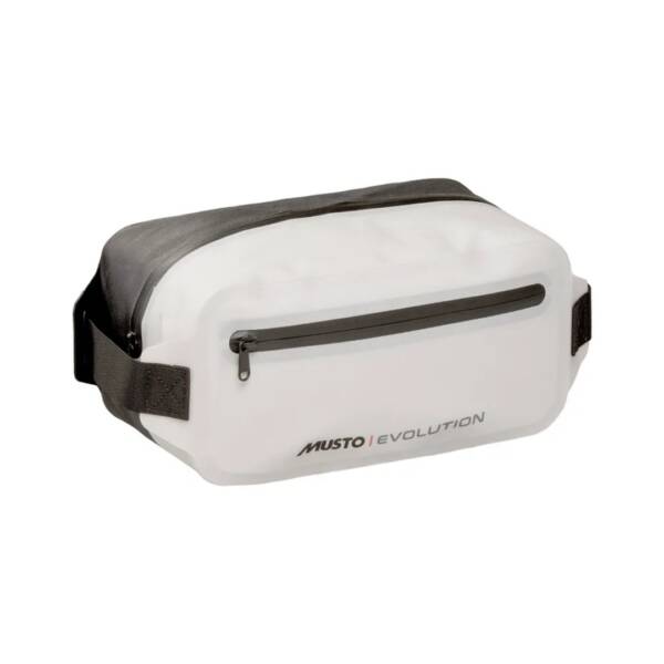 Marsupio impermeabile Musto Evolution Dry in tessuto tecnico grigio con tracolla regolabile e tasca frontale con cerniera impermeabile. Colore platinum