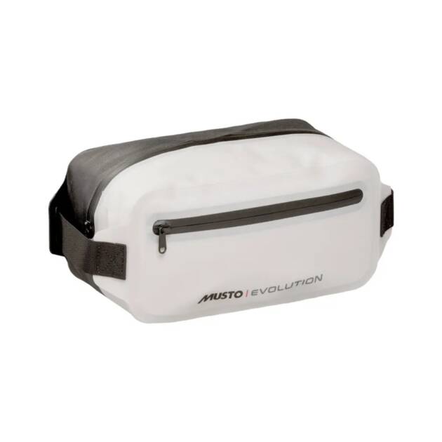 Marsupio impermeabile Musto Evolution Dry in tessuto tecnico grigio con tracolla regolabile e tasca frontale con cerniera impermeabile. Colore platinum