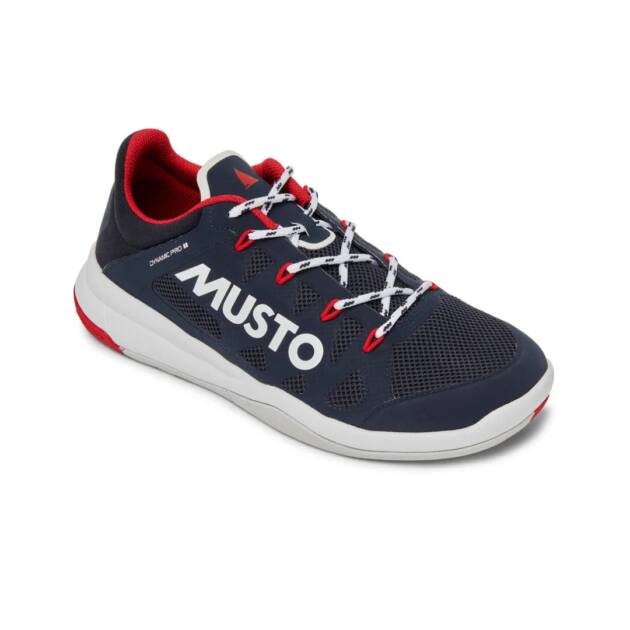Scarpe uomo Musto Dynamic Pro II Adapt in mesh true navy, grigio con suola antiscivolo GripDeck e dettagli in rosso