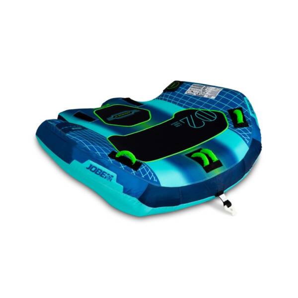 Trainabile gonfiabile Jobe Airstream per 2 persone in navigazione veloce sull'acqua, con maniglie rinforzate e design sportivo blu e verde