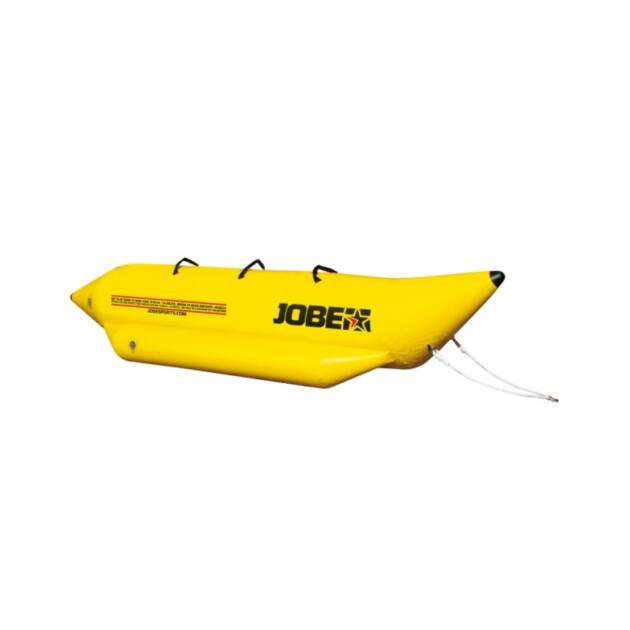 Trainabile Jobe Banana Watersled giallo con sedute antiscivolo e maniglie in vinile. 3 posti