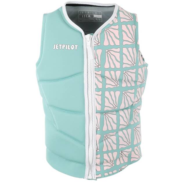 Donna che indossa il Jetpilot Isla X1 F/E Neo Vest teal durante attività acquatiche