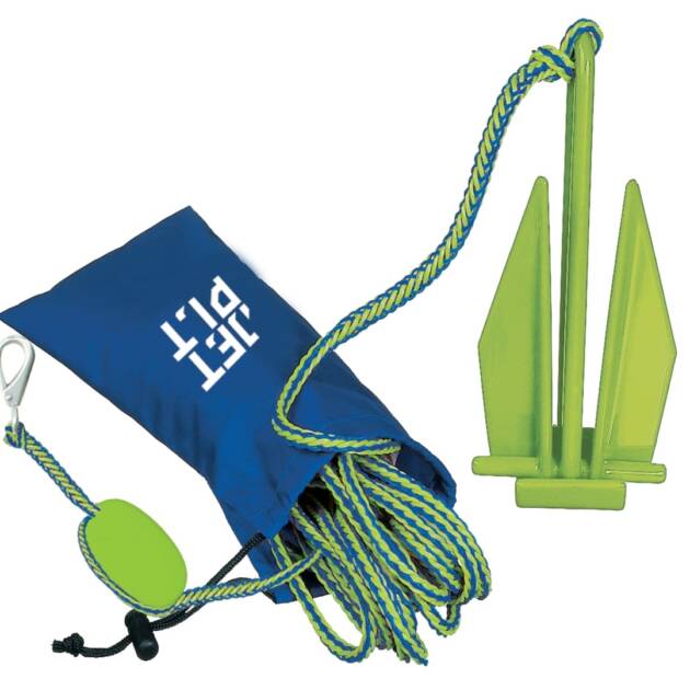 Jetpilot Lightweight Fluke Anchor in colore Blu/Lime con corda marina e borsa da trasporto