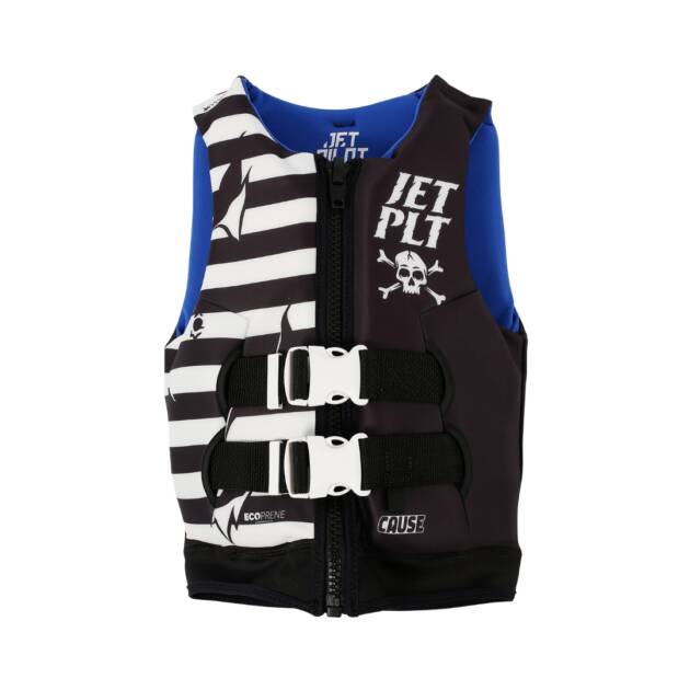 Gilet salvagente Jetpilot Cause Boys F/E Youth Pirate Black: giubbotto per bambini in ecoprene nero con dettaglio doppia fibbia e zip frontale