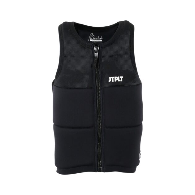 Gilet salvagente Jetpilot Raph Recon Neo uomo colore Black, vista frontale con zip PK Lok e dettagli schiuma galleggiante Freelite L50s