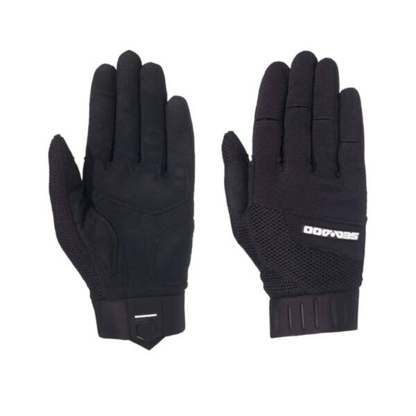 Guanti Sea-Doo Choppy unisex neri con palmo imbottito in Clarino Nash, dita preformate, polsini elasticizzati in neoprene e tira-polsi in silicone. Colore black