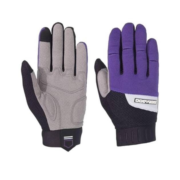 Guanti Sea-Doo Choppy unisex neri con palmo imbottito in Clarino Nash, dita preformate, polsini elasticizzati in neoprene e tira-polsi in silicone. Colore deep purple