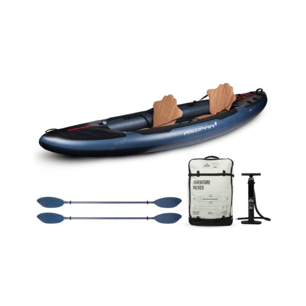 Kayak gonfiabile Jobe Gama Axopar set completo per 2 persone, con accessori inclusi e fondo rigido drop-stitch