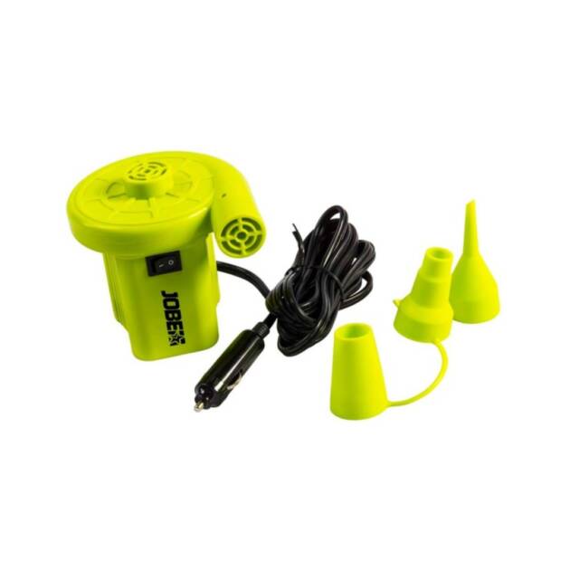 Pompa d'aria elettrica Jobe 12V compatta con tre ugelli e spina per accendisigari auto, colore nero