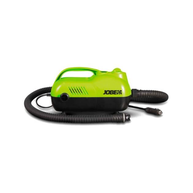 Pompa elettrica 12V Jobe per SUP con cavo auto, doppio stadio e gonfiaggio fino a 20 PSI. Colore verde e nero