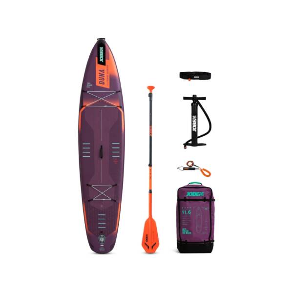 Tavola da SUP Jobe Aero Duna 11.6 colore Sunset purple con pagaia, zaino, pompa e accessori inclusi.