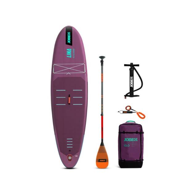 Tavola SUP Jobe Aero Lina 10.0 gonfiabile con accessori completi (pagaia, pompa, borsa, laccio piede). Colore purple