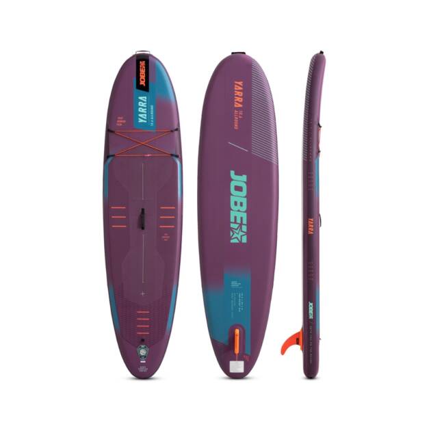 Tavola da SUP Jobe Aero Yarra 10.6 in acqua con accessori inclusi, colore Sunset purple