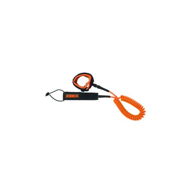 Corda di sicurezza a spirale per SUP Jobe 3 mt in TPU, colore Orange, con tasca porta chiavi integrata e fissaggio alla caviglia
