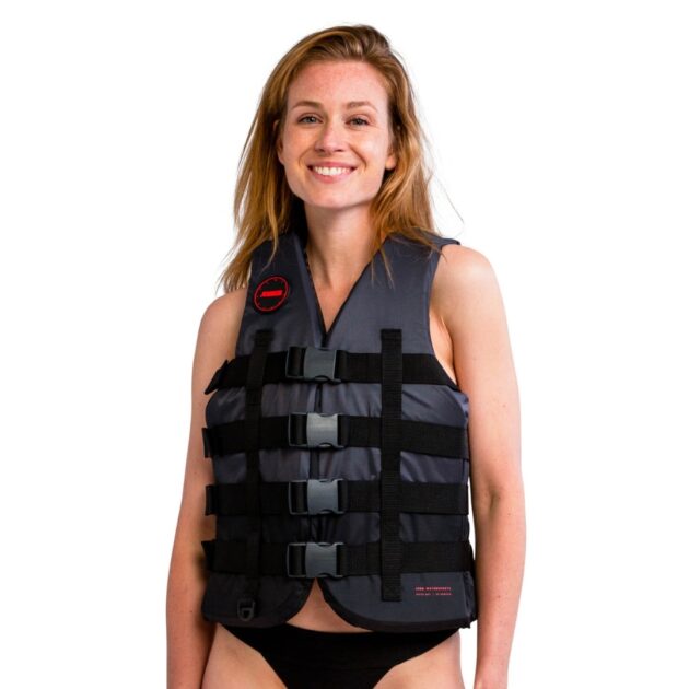 Gilet a 4 fibbie Jobe unisex colore Black in nylon Ripstop con fibbie YKK, pannelli PVC/EPE, anello a D e sistema drenaggio acqua, perfetto per ogni sport acquatico