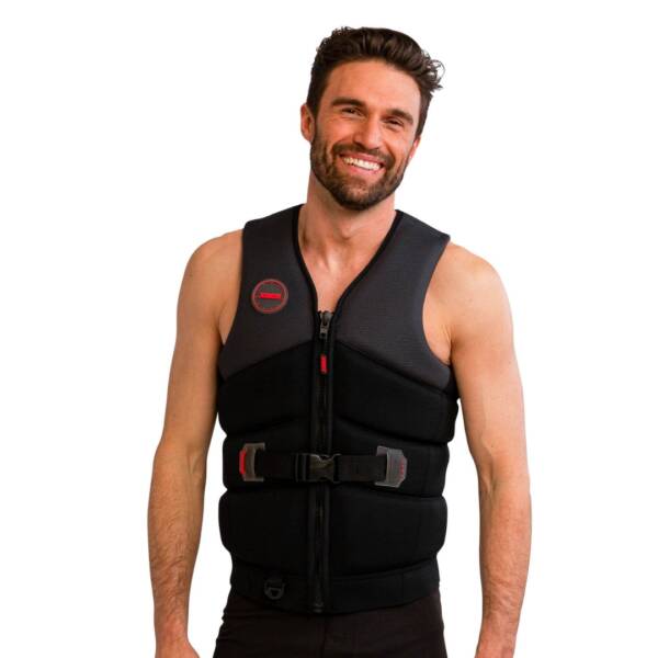 Giubbotto salvagente Jobe Unify uomo colore Black con neoprene goffrato, schiuma morbida di PVC, cerniera e fibbie YKK, anello a D e tasca impermeabile