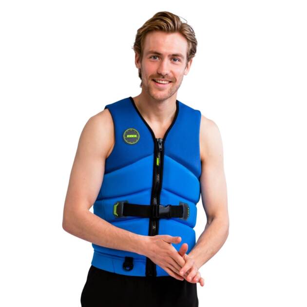 Giubbotto salvagente Jobe Unify uomo colore Cobalt blue con neoprene goffrato, schiuma morbida di PVC, cerniera e fibbie YKK, anello a D e tasca impermeabile