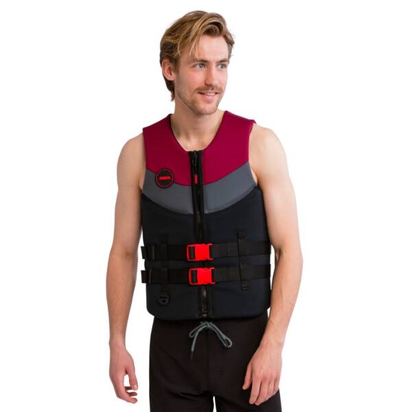 Giubbotto salvagente Red in neoprene Jobe da uomo con cerniera frontale, fibbie e certificazione ISO 50N
