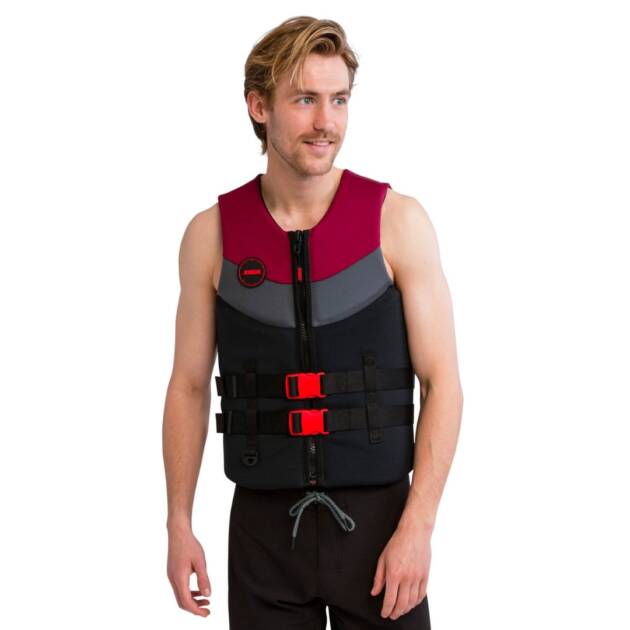 Giubbotto salvagente Red in neoprene Jobe da uomo con cerniera frontale, fibbie e certificazione ISO 50N