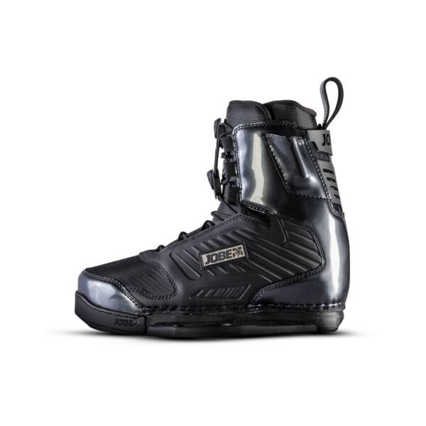 Attacchi wakeboard Jobe Nitro neri a punta chiusa con fodera in schiuma e doppio sistema di lacci ergonomici.