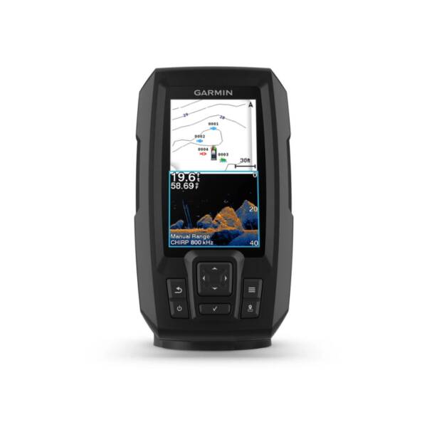 Garmin STRIKER Vivid 4cv con trasduttore GT20-TM, display da 4 pollici che mostra vista ClearVü ad alto contrasto