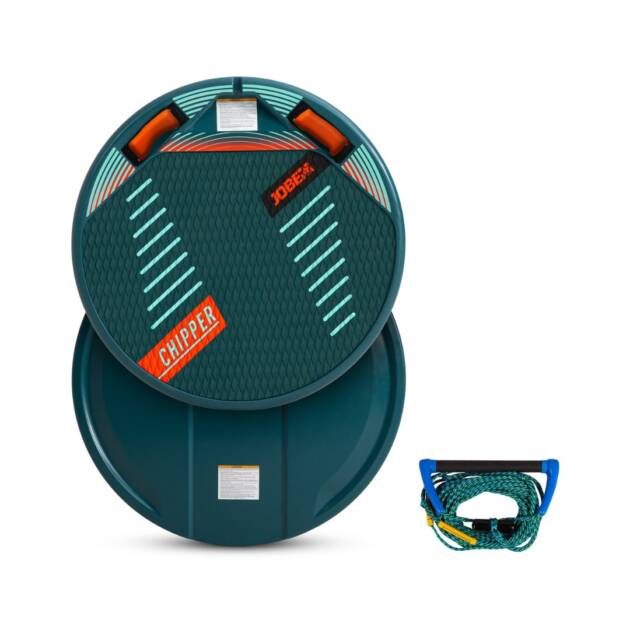 Tavola Jobe Chipper multi-posizione da 100 cm con fondo a canali, cuscinetto trazione in EVA, maniglie laterali in nylon e corda con maniglia, su sfondo acqua limpida