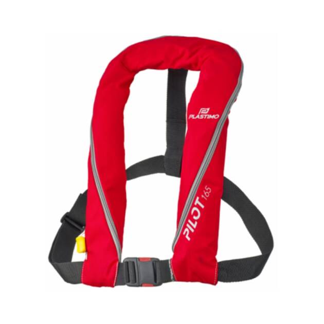 Giubbotto di salvataggio Plastimo Pilot 165N rosso, gonfiabile con attivazione manuale, ergonomico e omologato ISO 12402-3