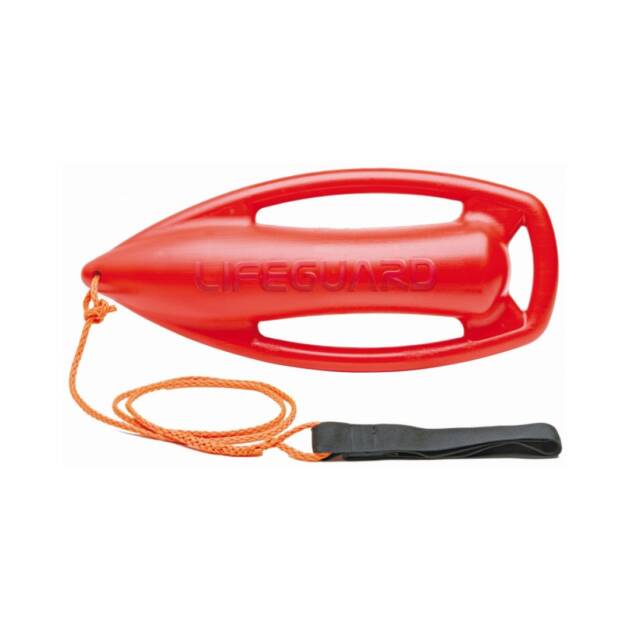Salvagente professionale Baywatch Lifeguard, colore rosso, con cima 200 cm e tracolla, superficie liscia per traino rapido in mare