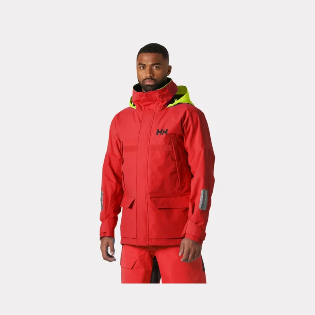 Giacca da vela Helly Hansen Pier 4.0 uomo Alert red impermeabile neon hood manica articolata