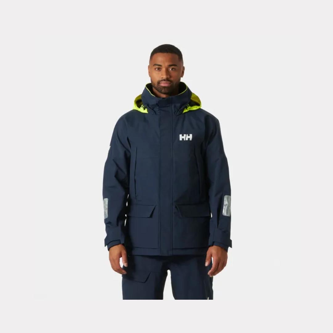 Giacca da vela Helly Hansen Pier 4.0 uomo Blue navy impermeabile neon hood manica articolata